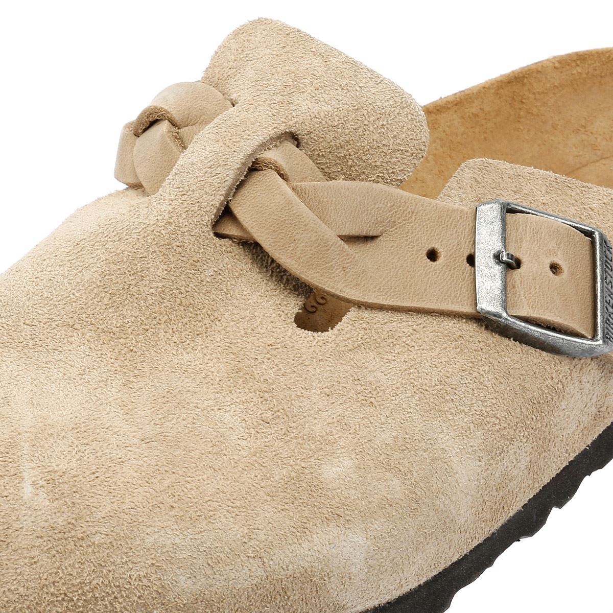 Birkenstock Boston Braided Women's Taupe Suede Narrow Fit Clogs