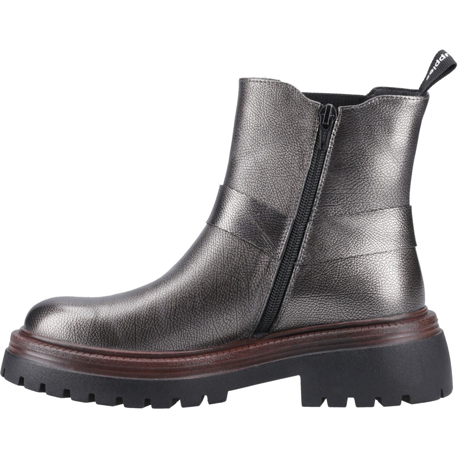 Hush Puppies Raye Leather Women's Pewter Flat Chelsea Boots
