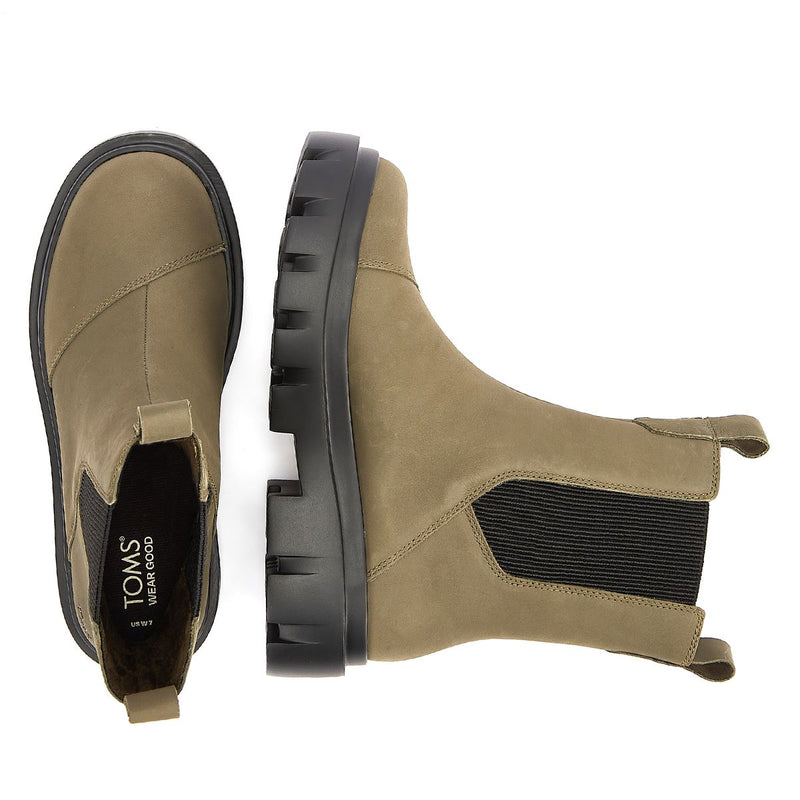 TOMS Rowan Leather Women's Olive Boots