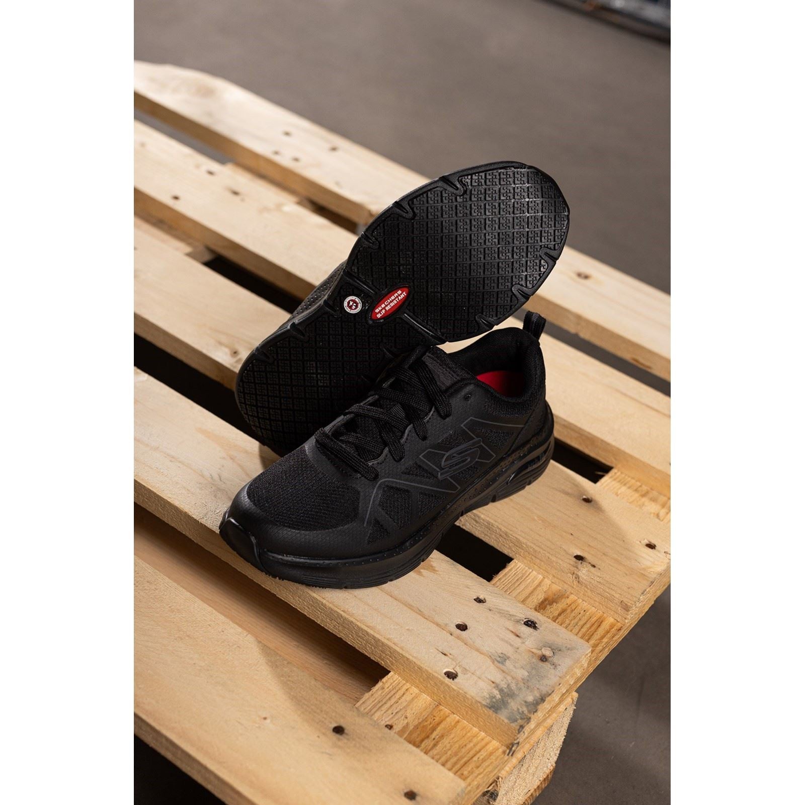 Skechers Workwear Arch Fit SR Axtell Polyester Men's Black Safety Sneakers