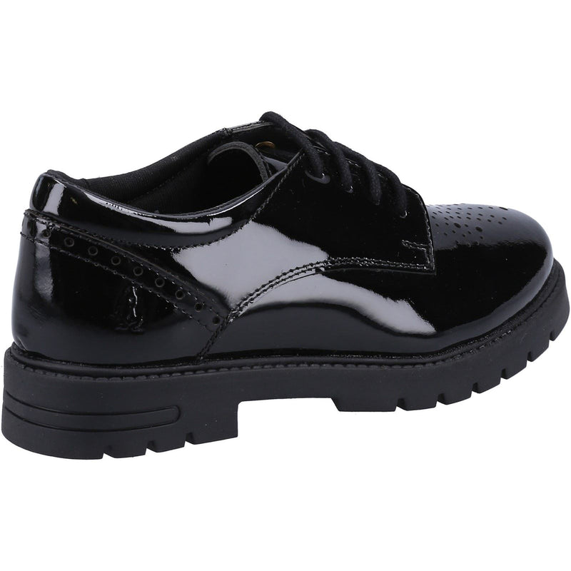 Hush Puppies Jayne Patent SNR Leather Girls's Black Lace-Up Shoes
