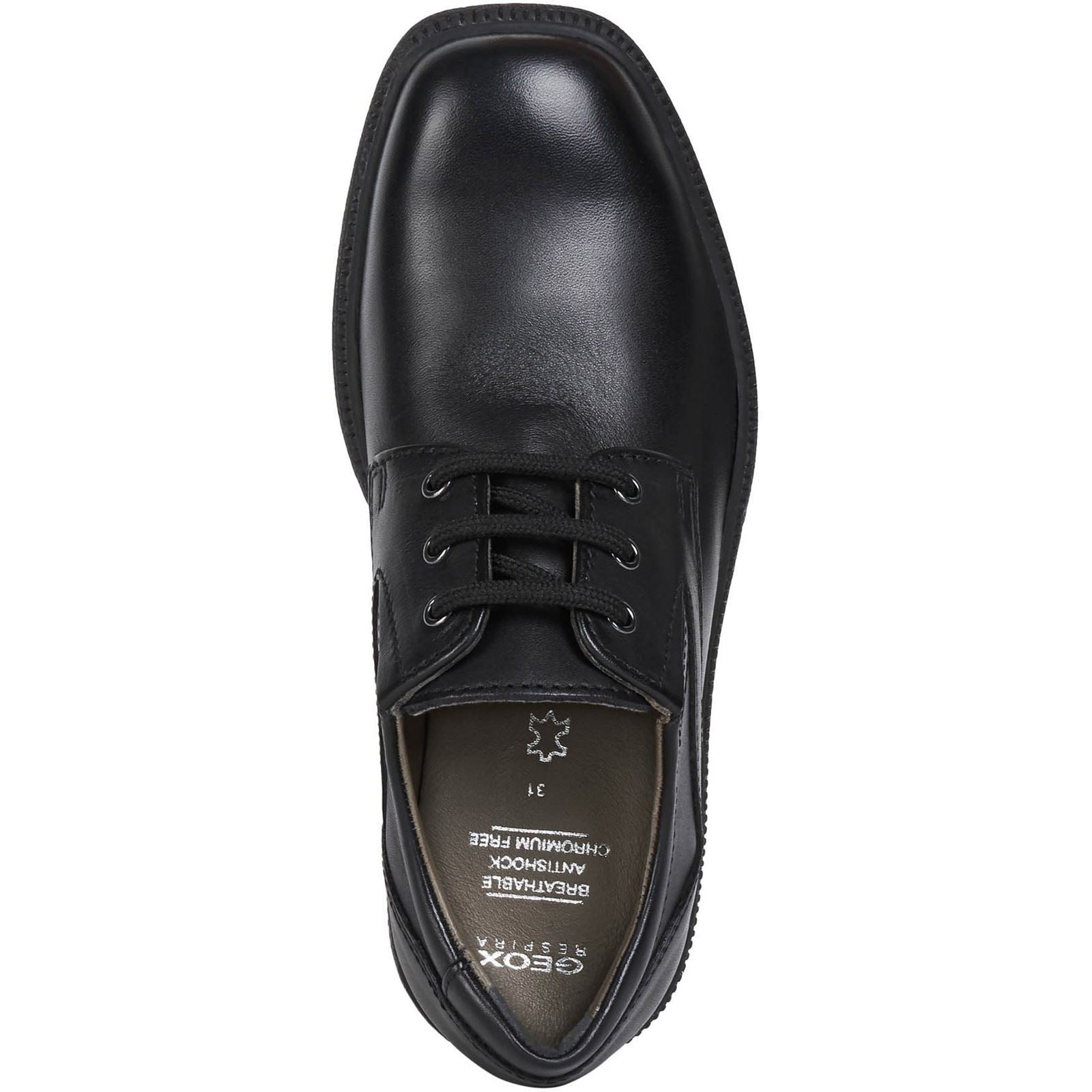 Geox Jr Federico Leather Boy's Black Lace-Up Shoes