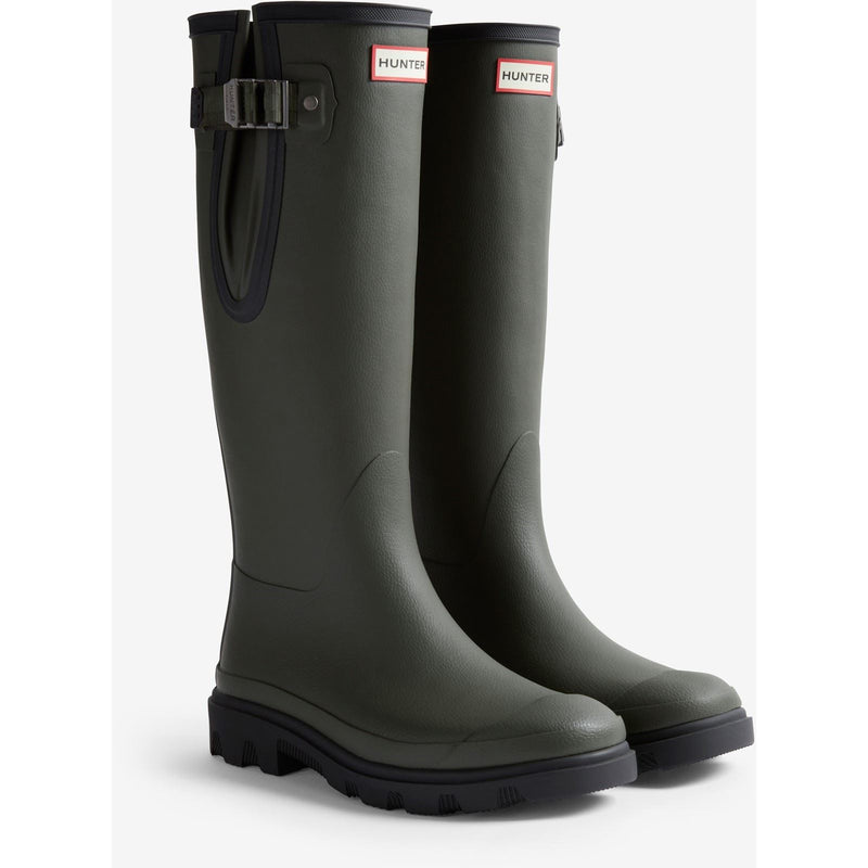 Hunter Downpour Adjustable Boot Rubber Women's Dark Olive/Black Wellington Boots