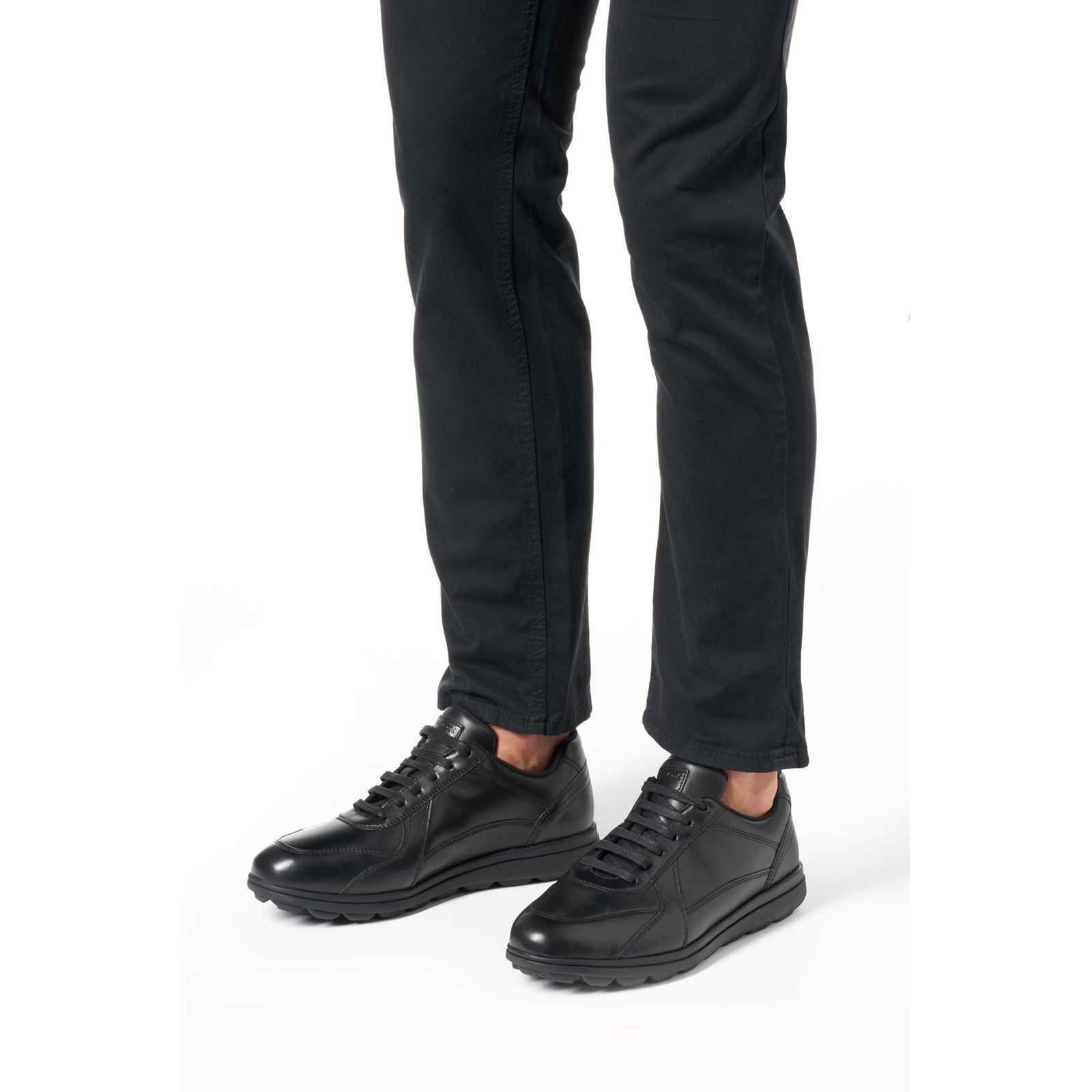 Geox U SPHERICA EC12 Leather Bovine Full Grain Men's Black Sneakers