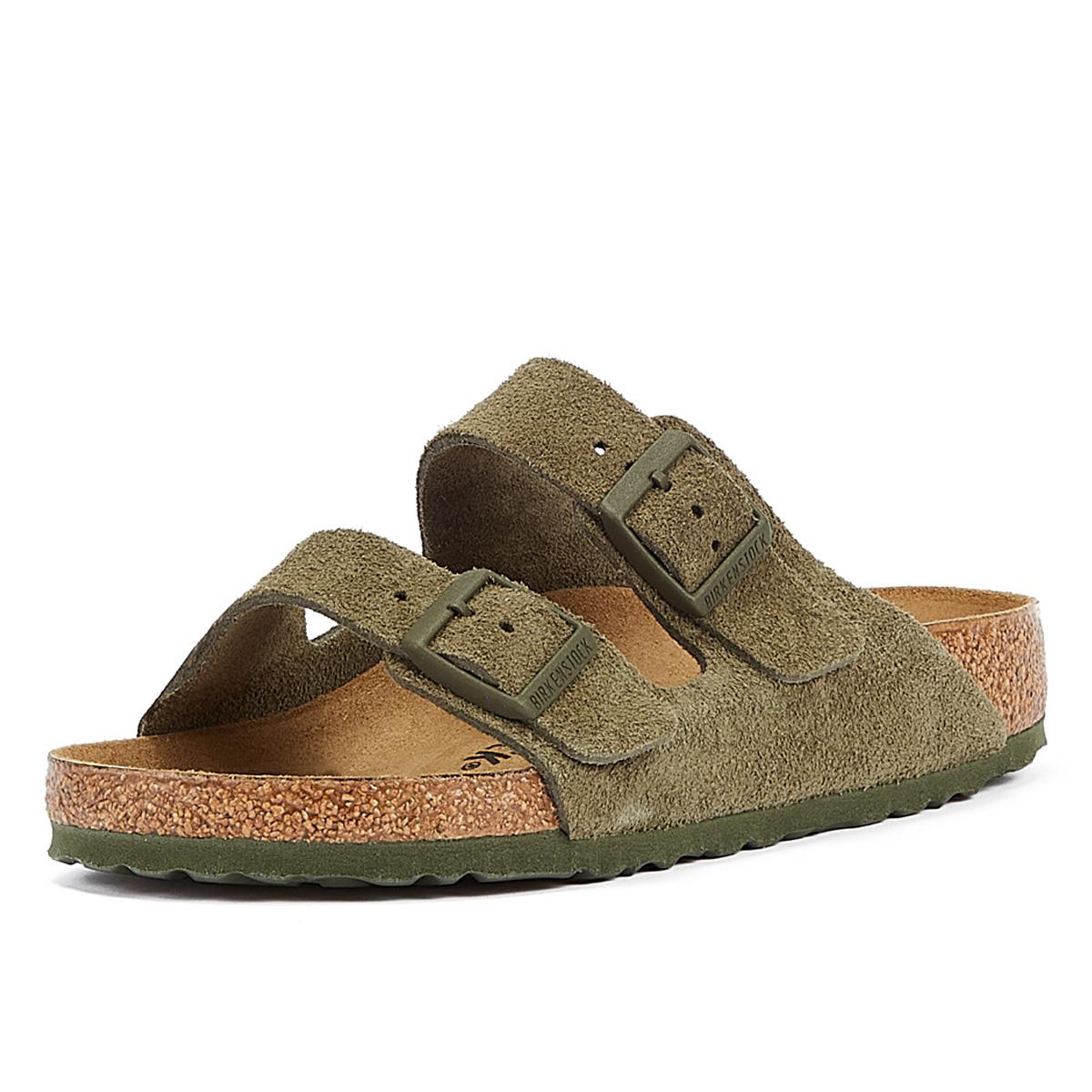 Birkenstock Arizona Suede Leather Thyme Khaki Sandals