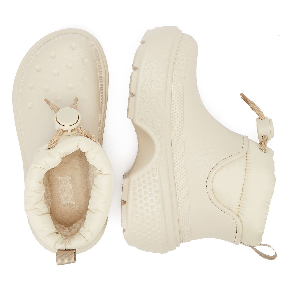 Crocs Stomp Puff Boot Stucco Women's Off White Boots