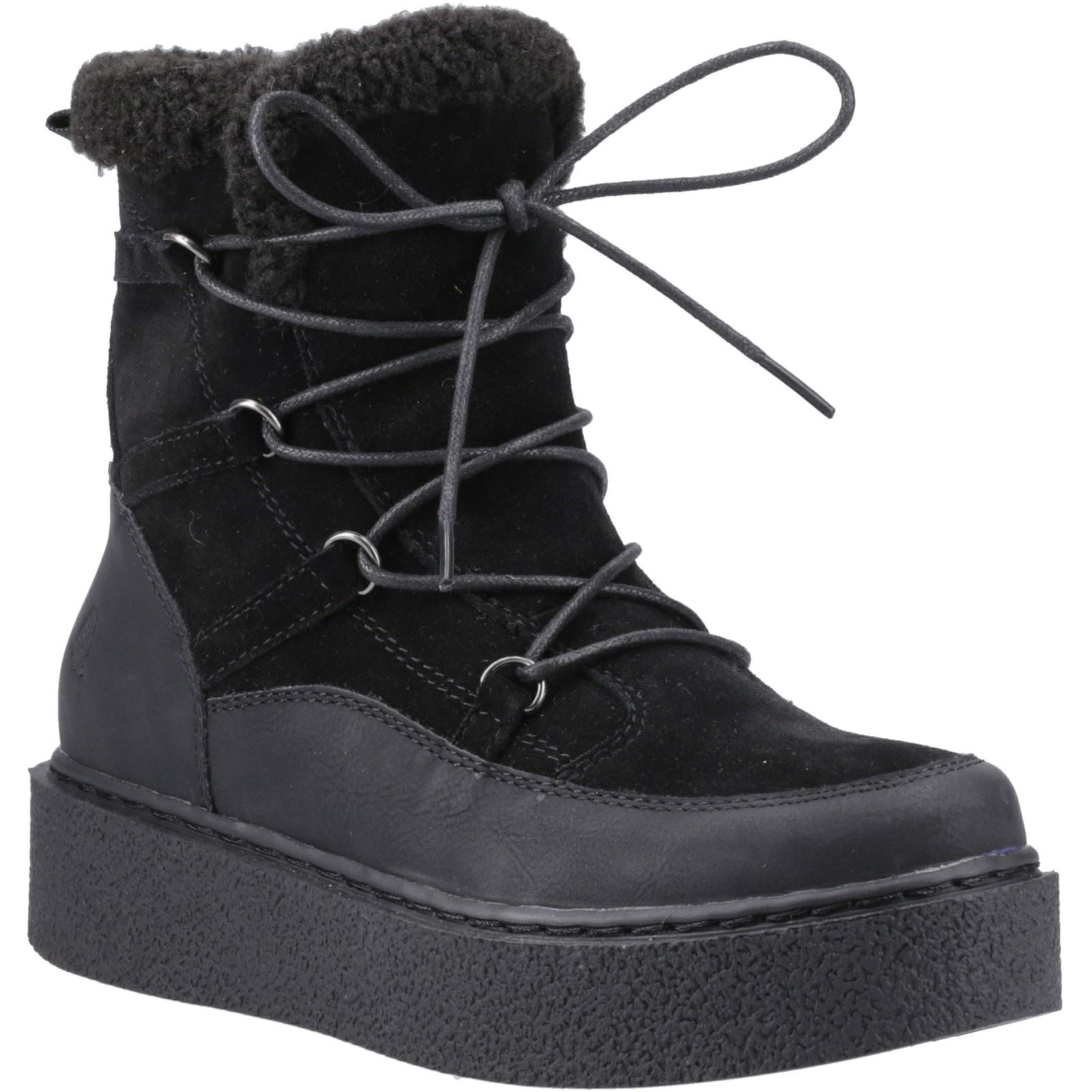 Hush Puppies Bronte Suede Women's Black Winter Mid Calf Boots