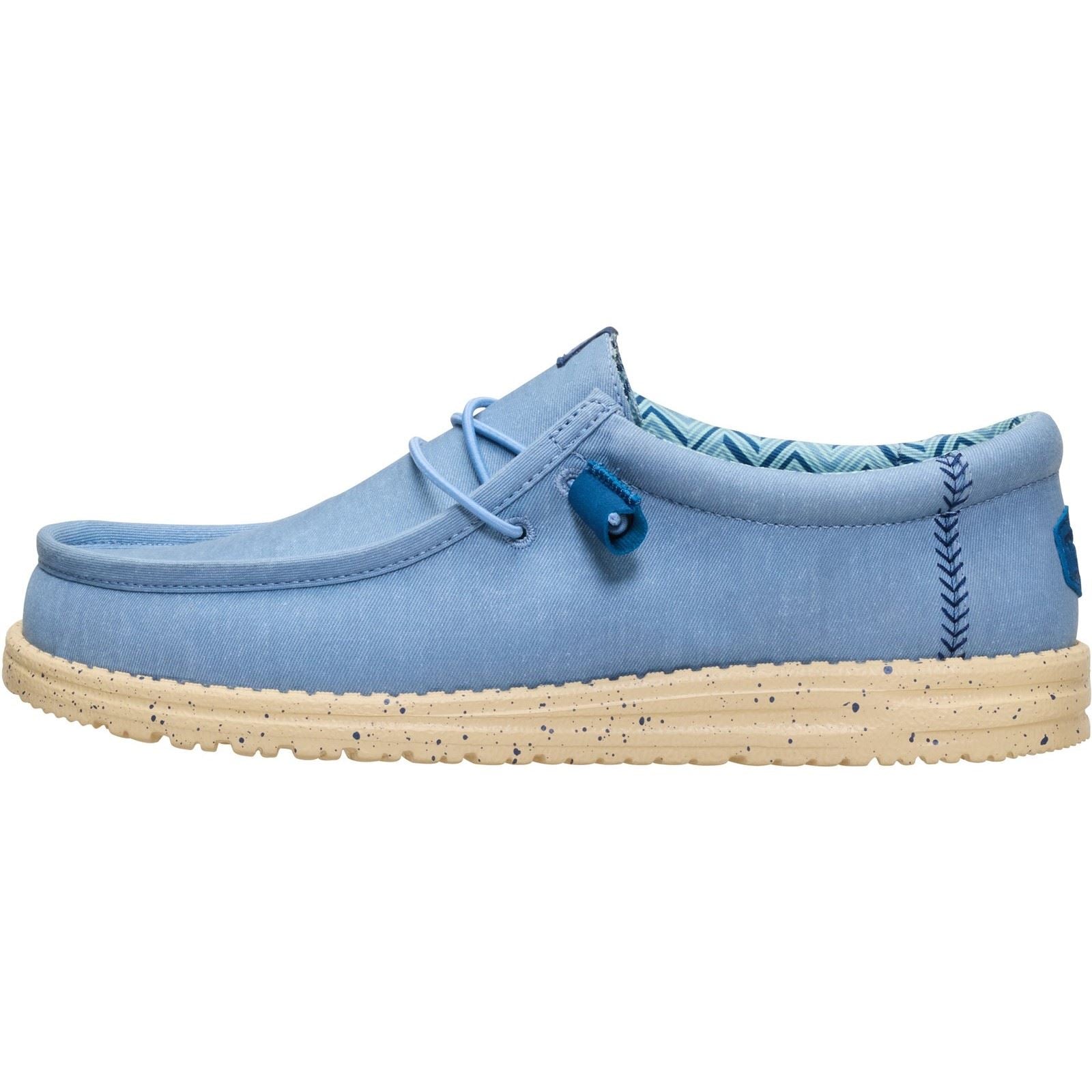 HEYDUDE Wally Stretch Textile Men's Faded Denim/Boulder Tan Loafers