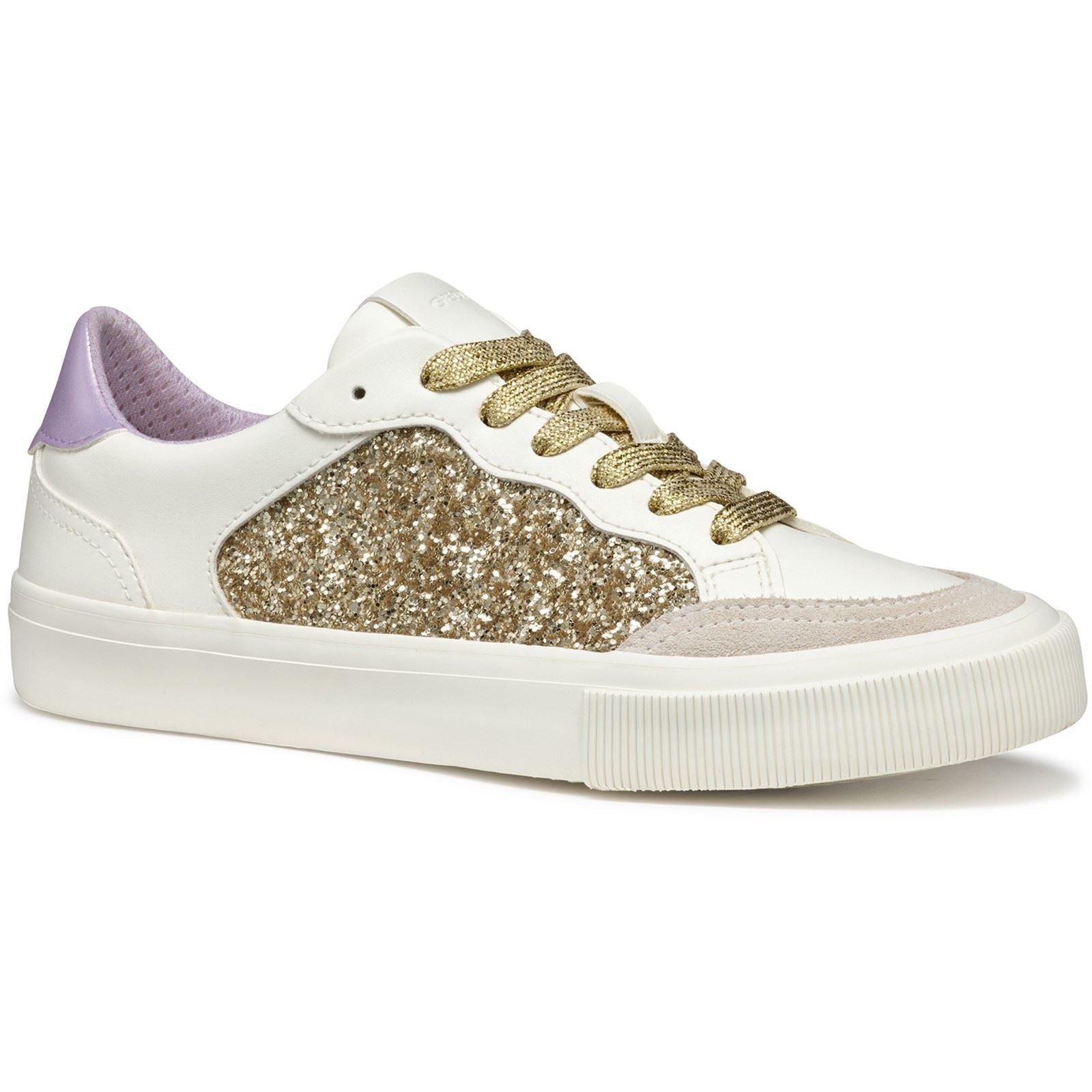 Geox D EMMELENY Women's Optic White/Light Gold Sneakers