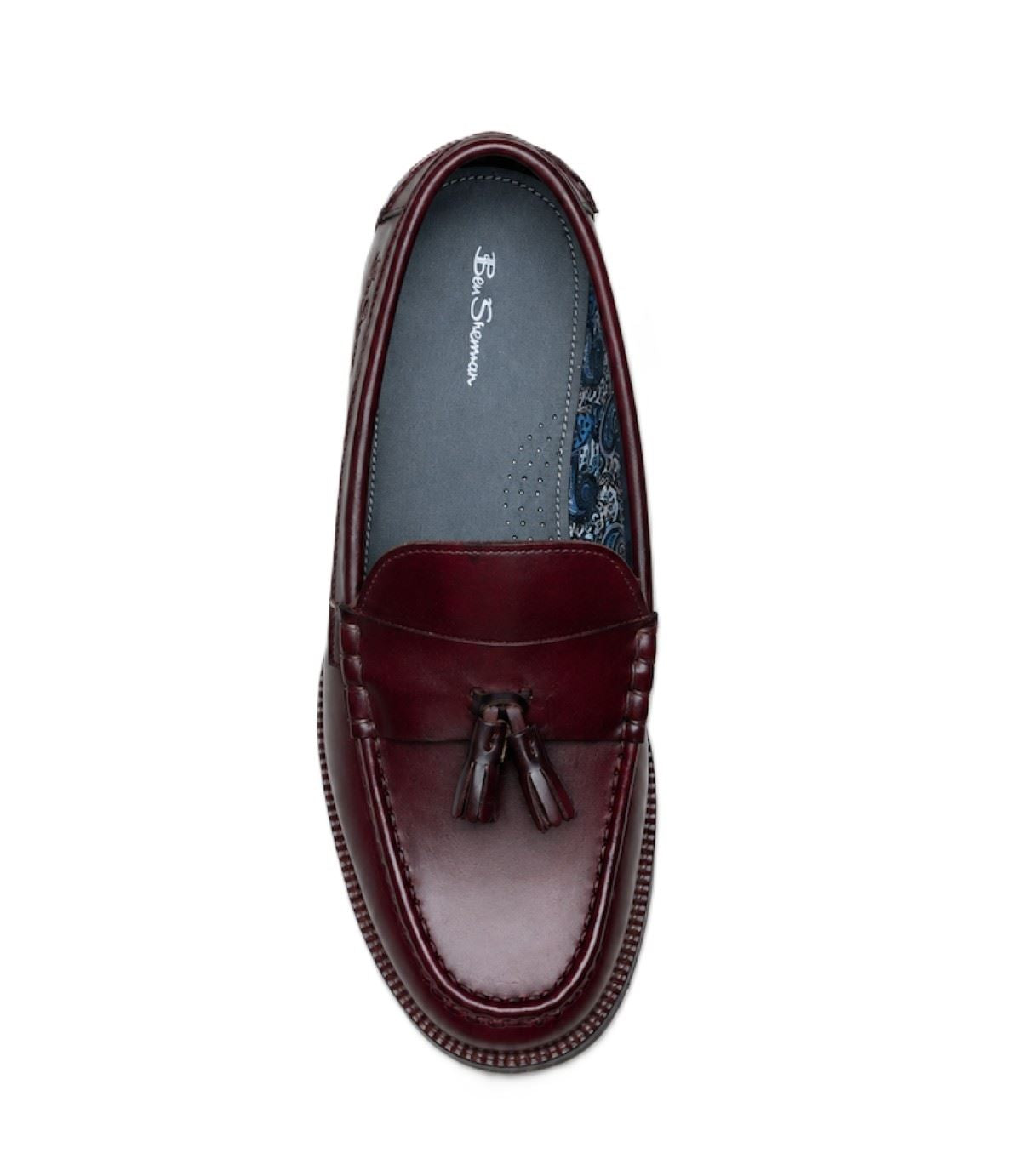 Ben Sherman Sid Brush Off Leather Men's Burgundy Tassel Loafers