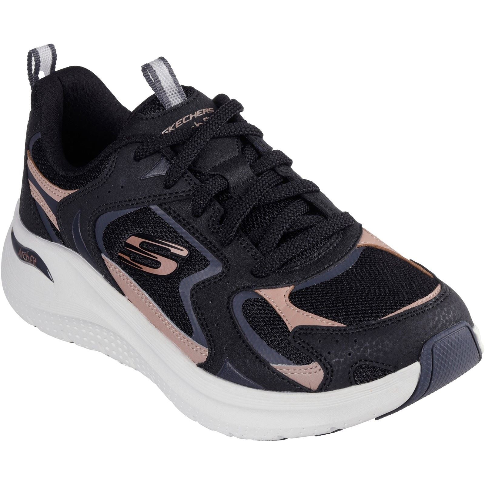 Skechers Arch Fit 2.0 Vintage Luxe Leather Women's Black/Rose Gold Sneakers
