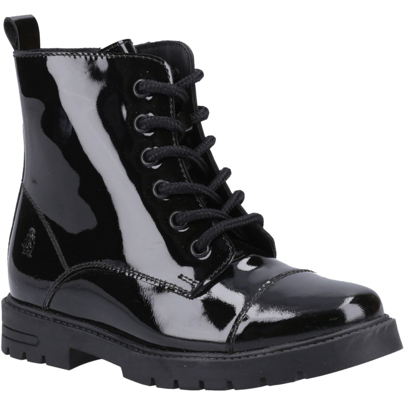 Hush Puppies Lauren Patent Senior Leather Girls's Black Boots