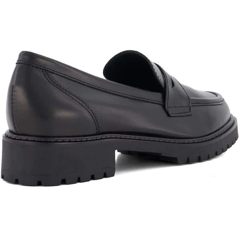 Dune Gild Leather Women's Black Loafers