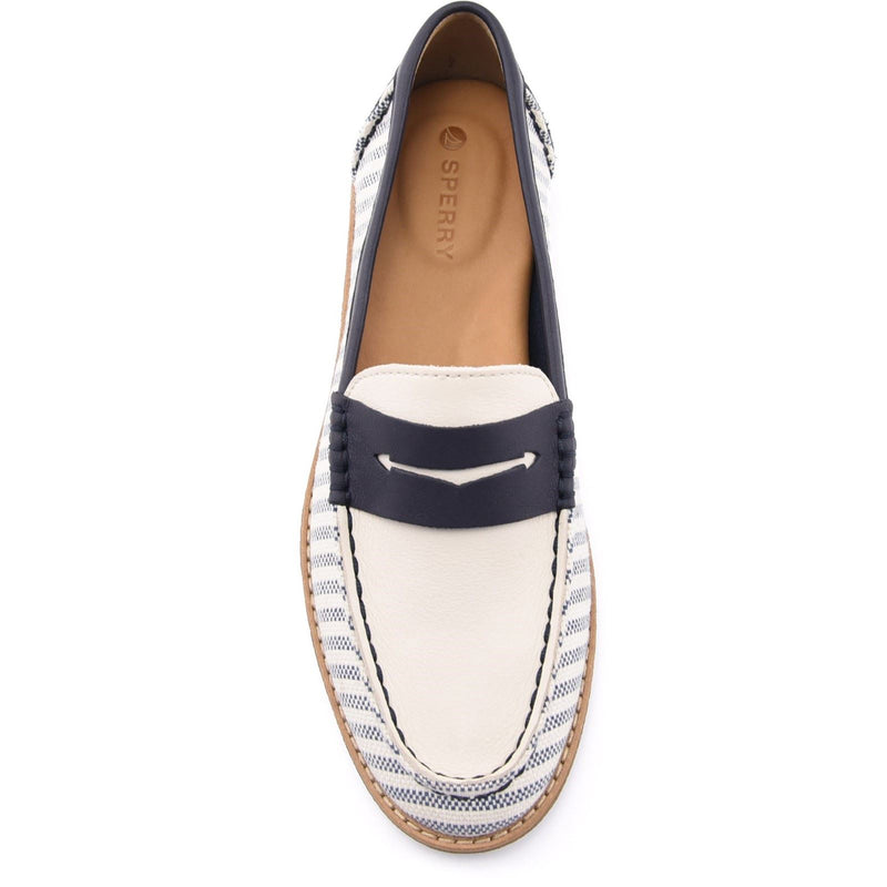 Sperry Port Driving Textile Women's White/Navy Standard Loafers
