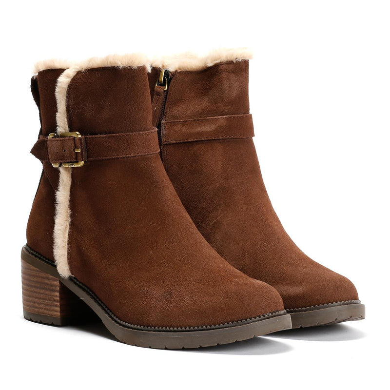 TOMS Hailey Buckle Suede Women's Dark Brown Boots