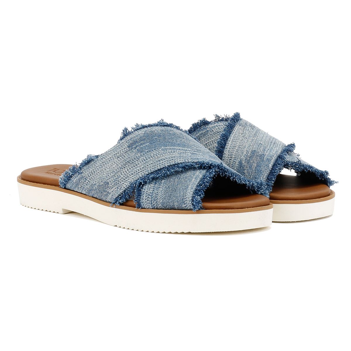 TOMS Mae Crossover Denim Women's Fray Dark Sky Sandals