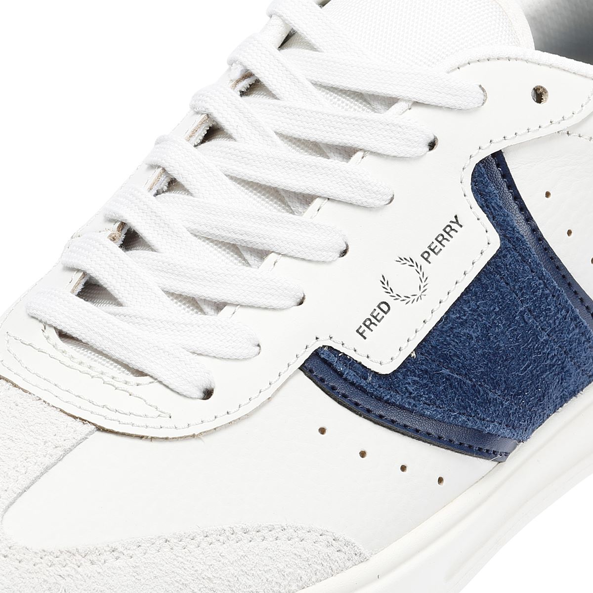 Fred Perry B4 Textured Leather/Suede Men's Porcelain/Blue Sneakers