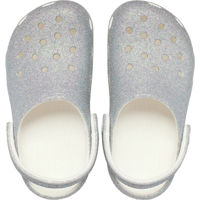 Crocs Classic Glitter Clog Synthetic White Loafers