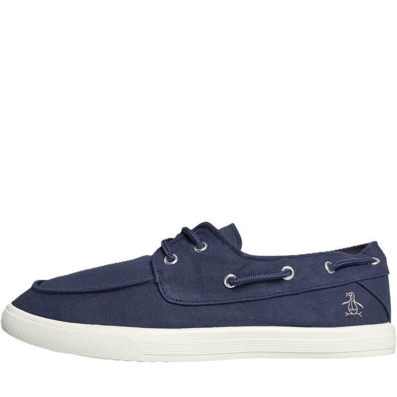 Penguin Sailor Canvas Men's Navy Lace-Up Shoes