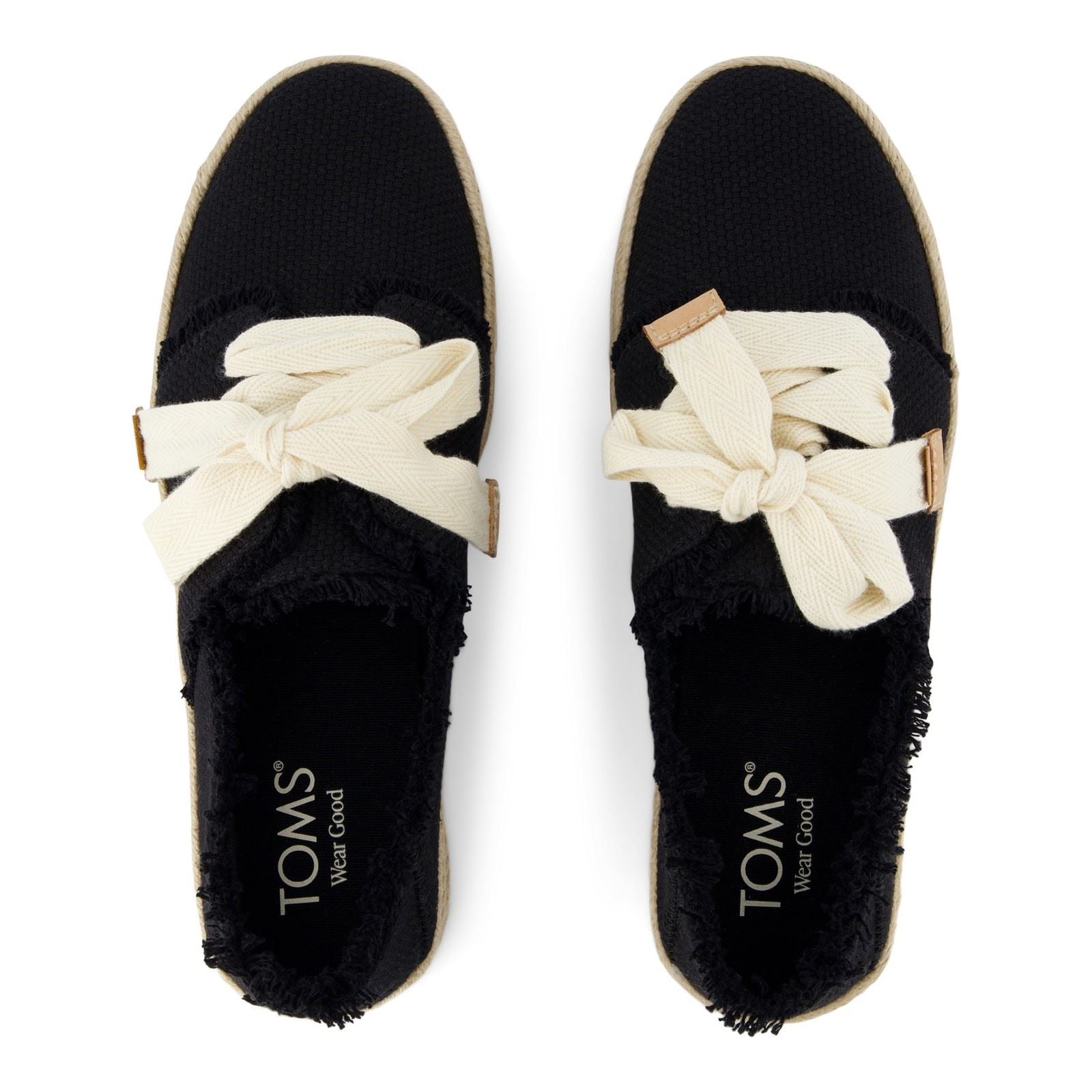 TOMS Carolina Lace Up Cotton Women's Black Beachside Shoes