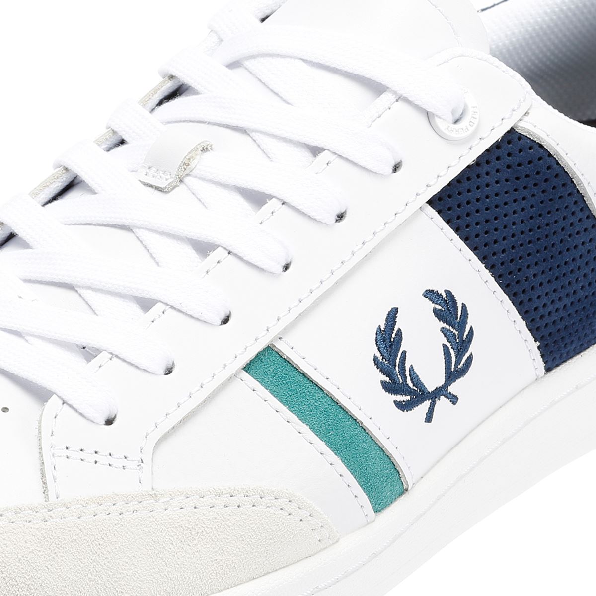Fred Perry B725 Leather Suede Men's White/Navy/Mint Sneakers