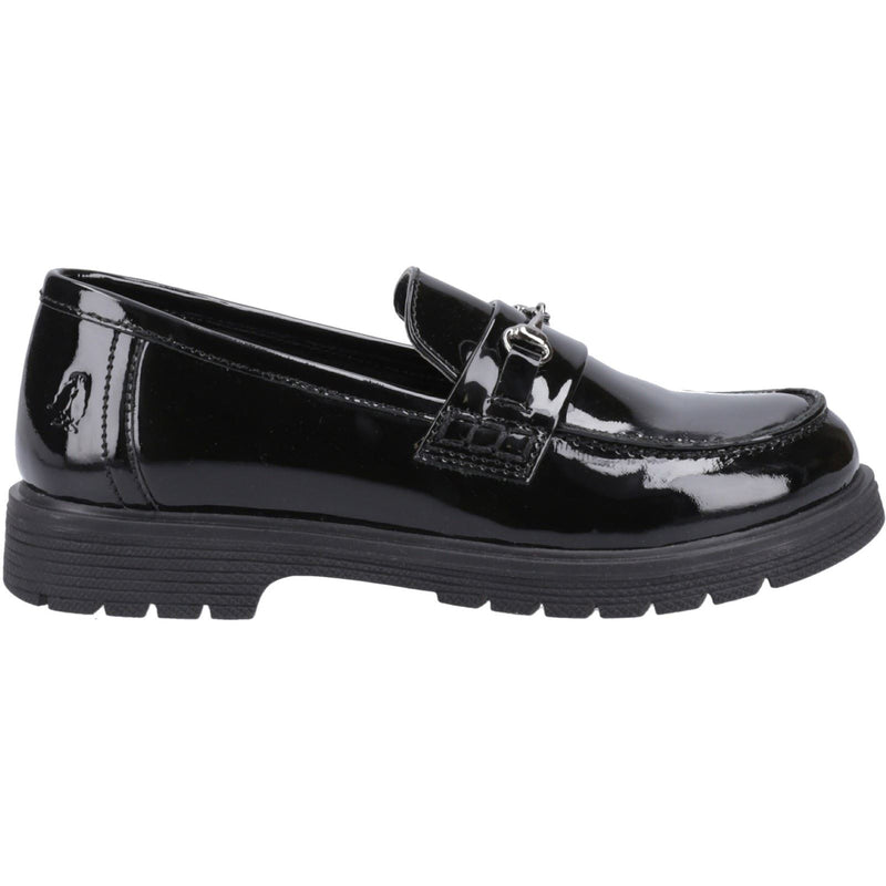 Hush Puppies Lydia Patent Senior Leather Girls's Black Loafers