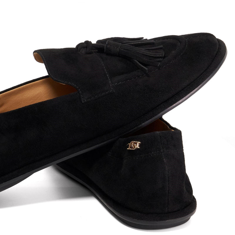 Dune Grounding Suede Women's Black Loafers