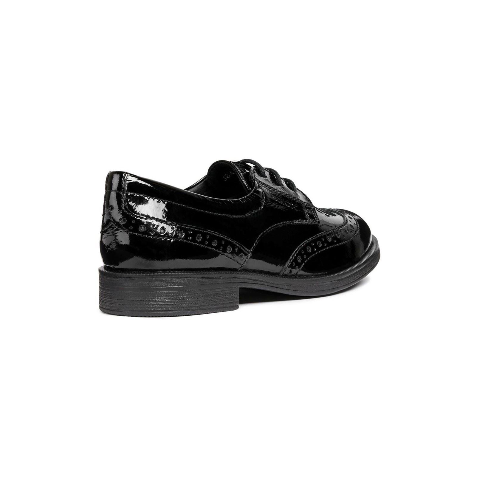Geox J Agata D Leather Girl's Black Patent Brogues