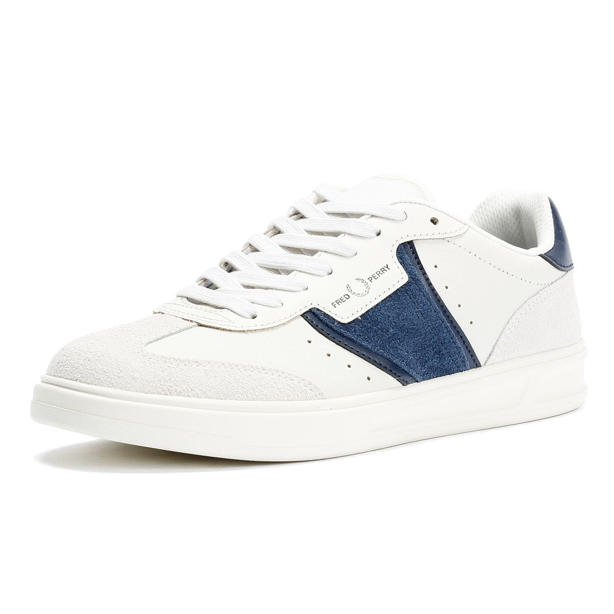 Fred Perry B4 Textured Leather/Suede Men's Porcelain/Blue Sneakers