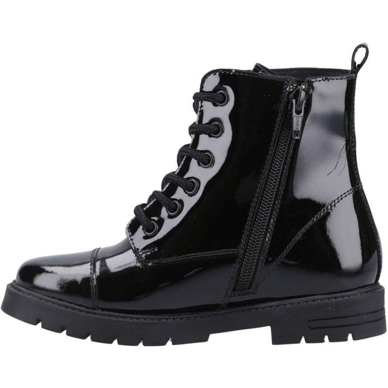 Hush Puppies Lauren Patent Senior Leather Girls's Black Boots
