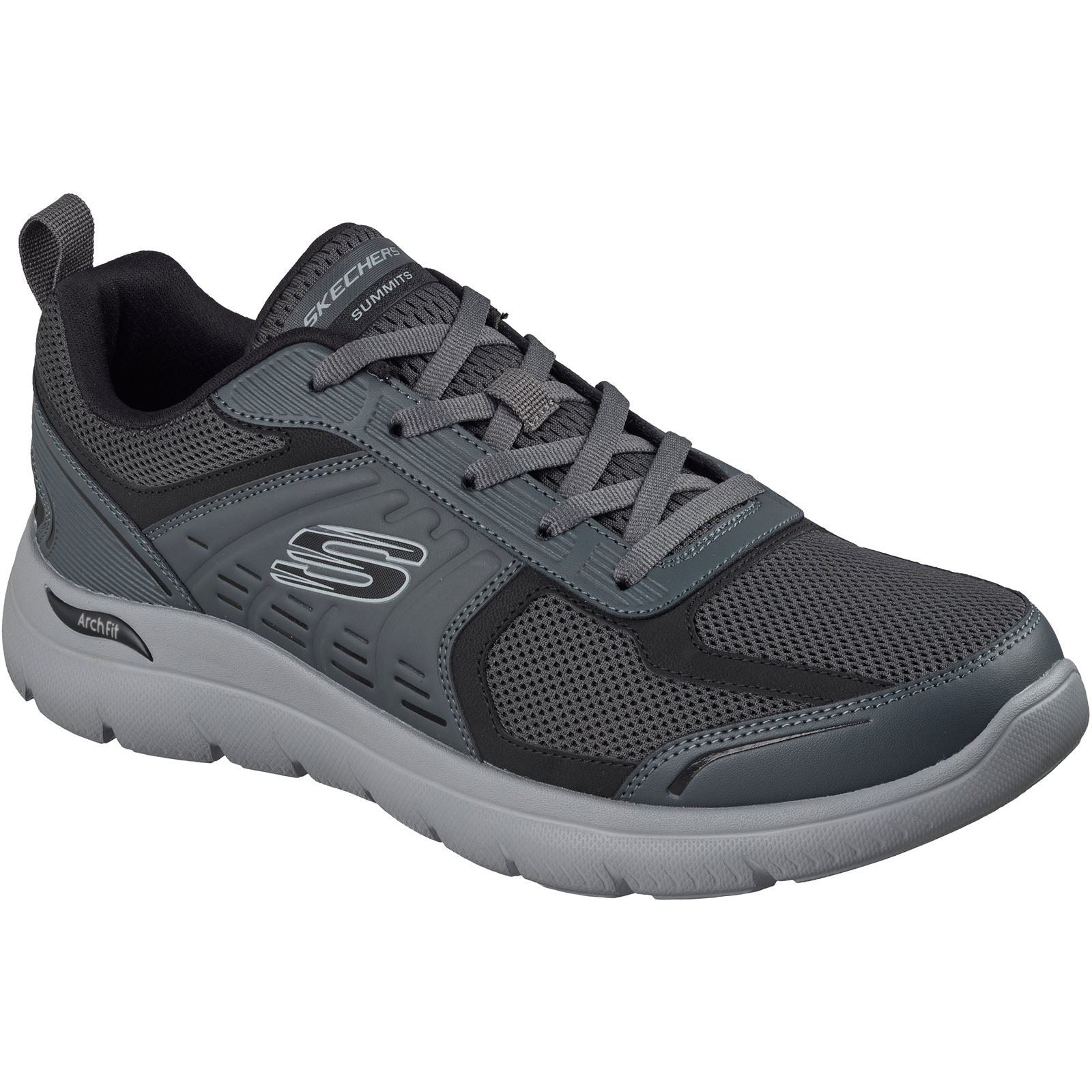 Skechers Arch Fit Summits Leege Leather Men's Charcoal Leather/Mesh/BLK Trim Trainers