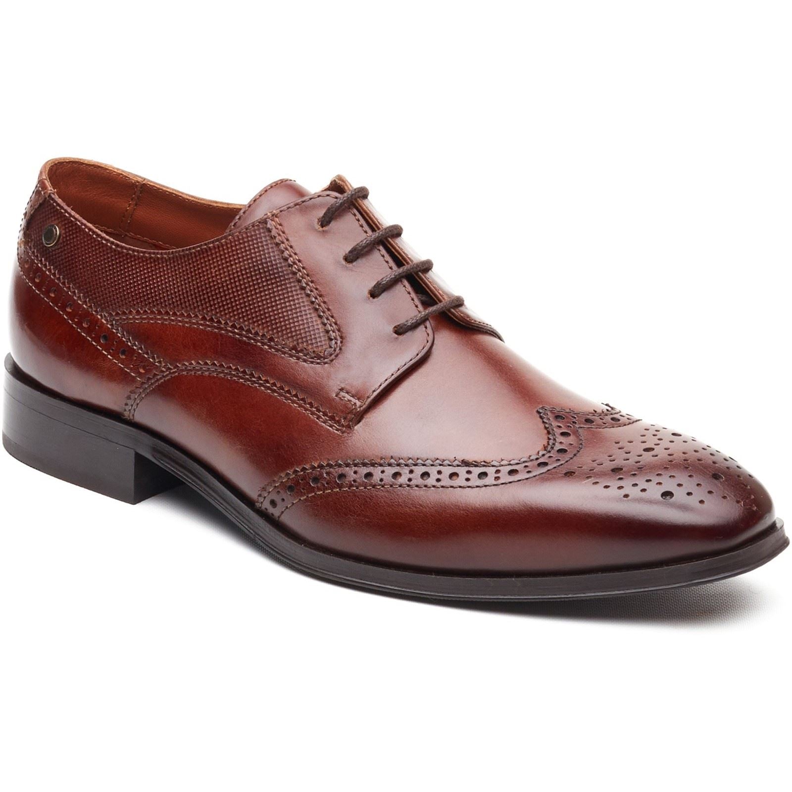 Base London Steeple Brogue Leather Men's Burnt Tan Brogues Shoes