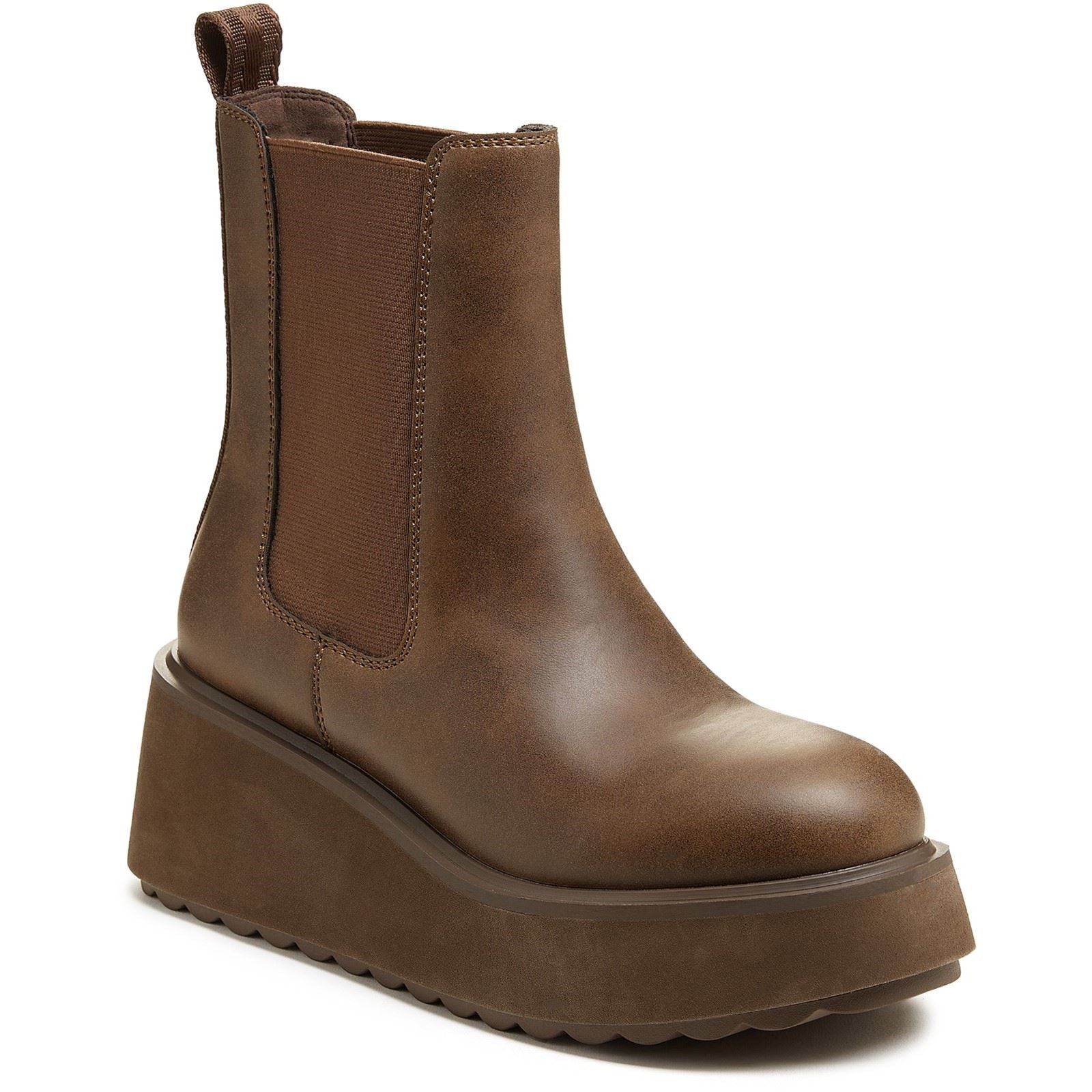 Rocket Dog Heyday Polyurethane Women's Dark Brown Flat Chelsea Boots
