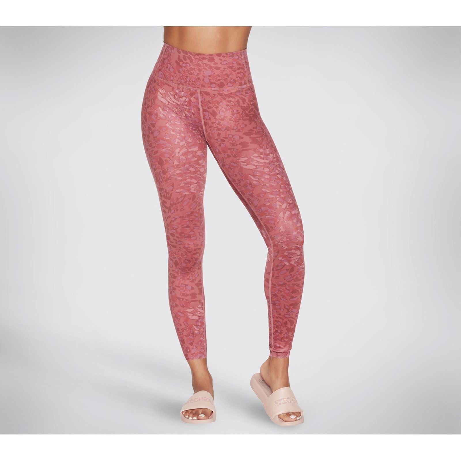 Skechers Performance Go Sculpt HW Leopard Legging Polyester Women's Pink Sports Leggings