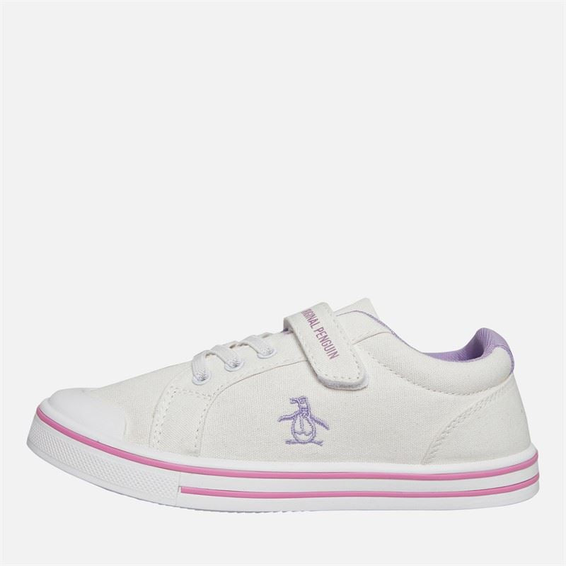 Penguin Junior Rainbow Canvas Girls's White/Lilac Sneakers