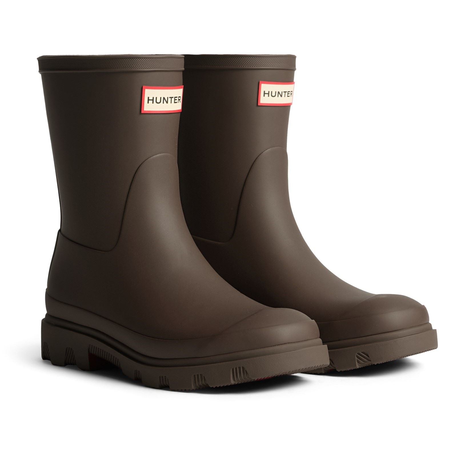 Hunter Downpour Short Boot Rubber Men's Chocolate Brown Wellington Boots