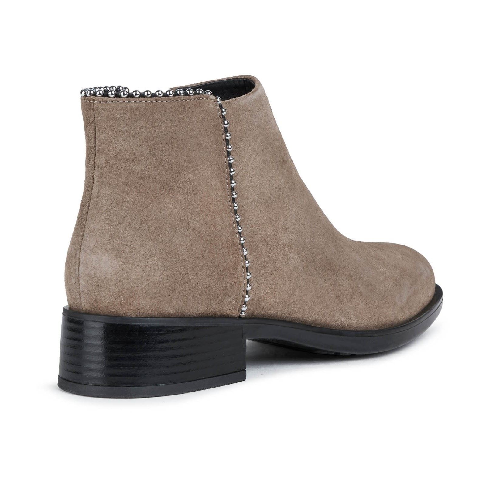 Geox Resia 100% Leather Bovine Suede Women's Dark Beige Boots