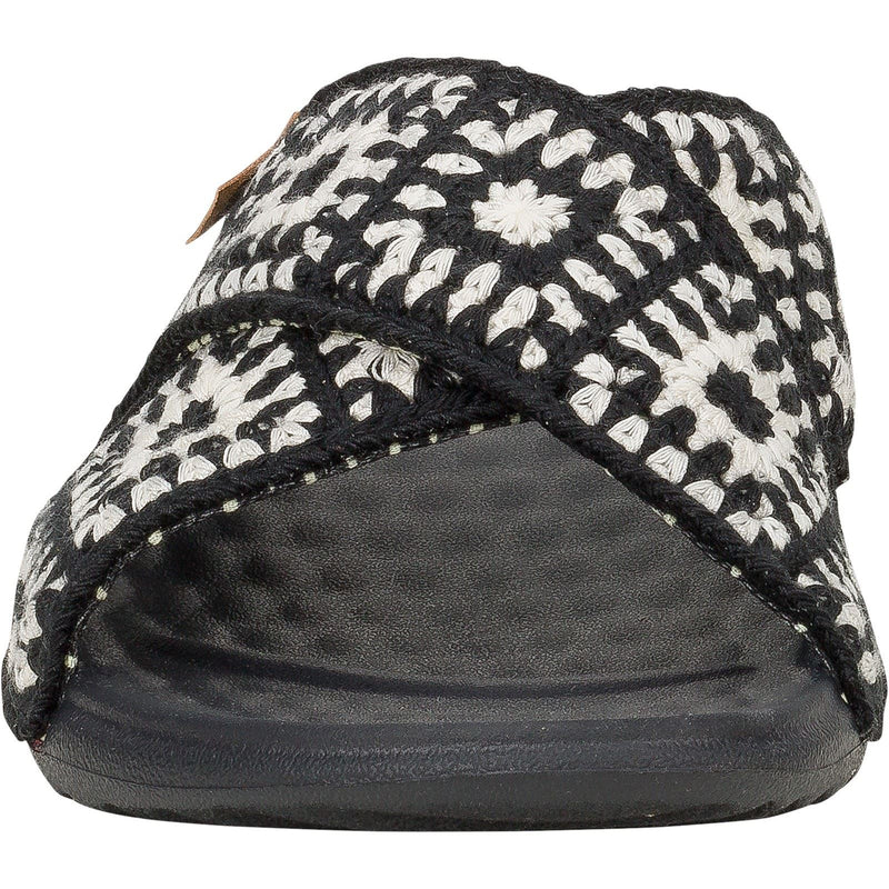 HEYDUDE Christi Slide Cottage Crochet Cotton Women's Black/White Sandals