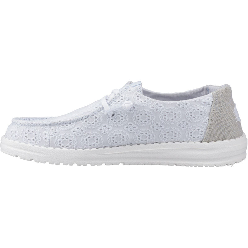 HEYDUDE Wendy Eyelet Lace Cotton Blend Women's Ancient Blue Moccasins Shoes