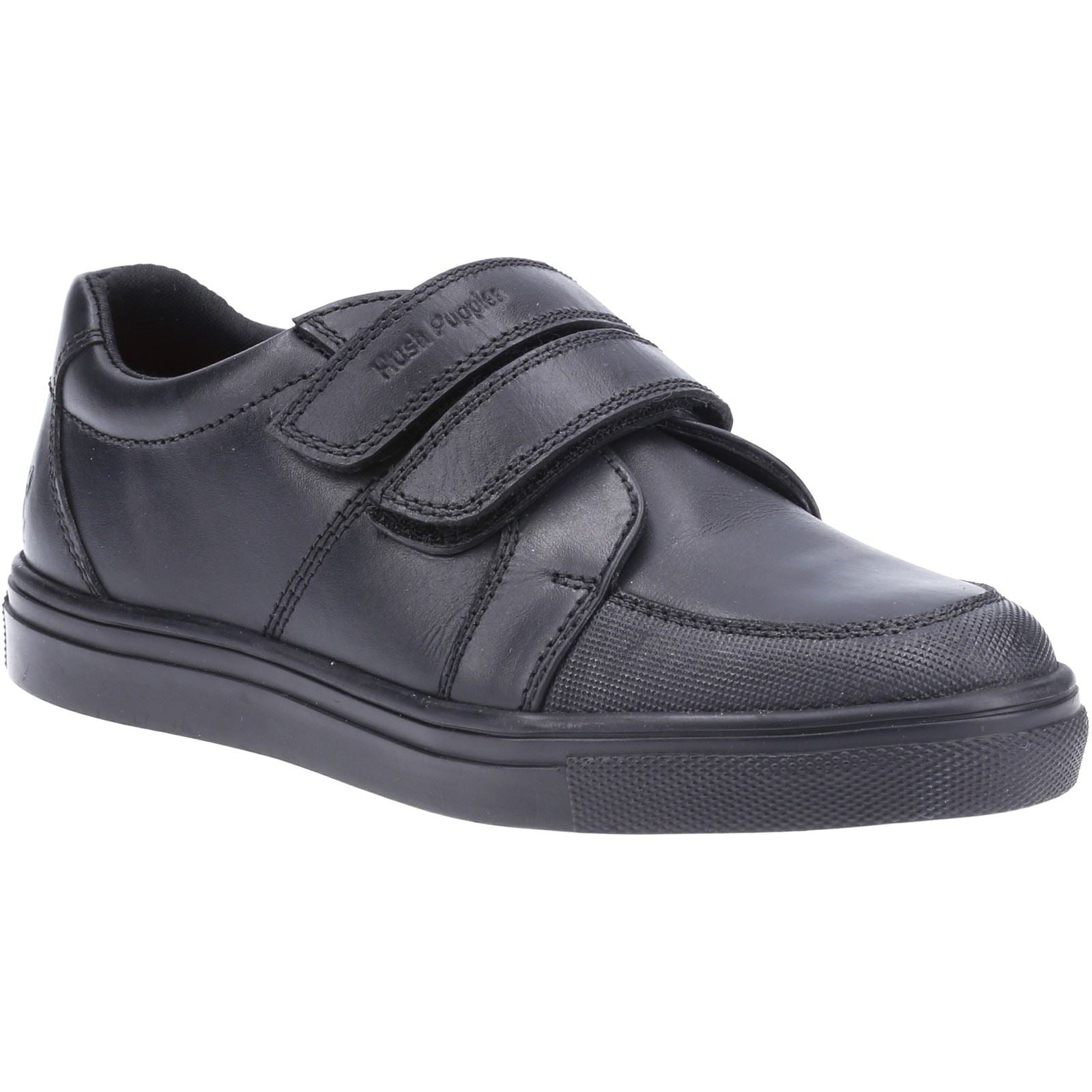 Hush Puppies Santos Youth Boys Black Leather Shoes