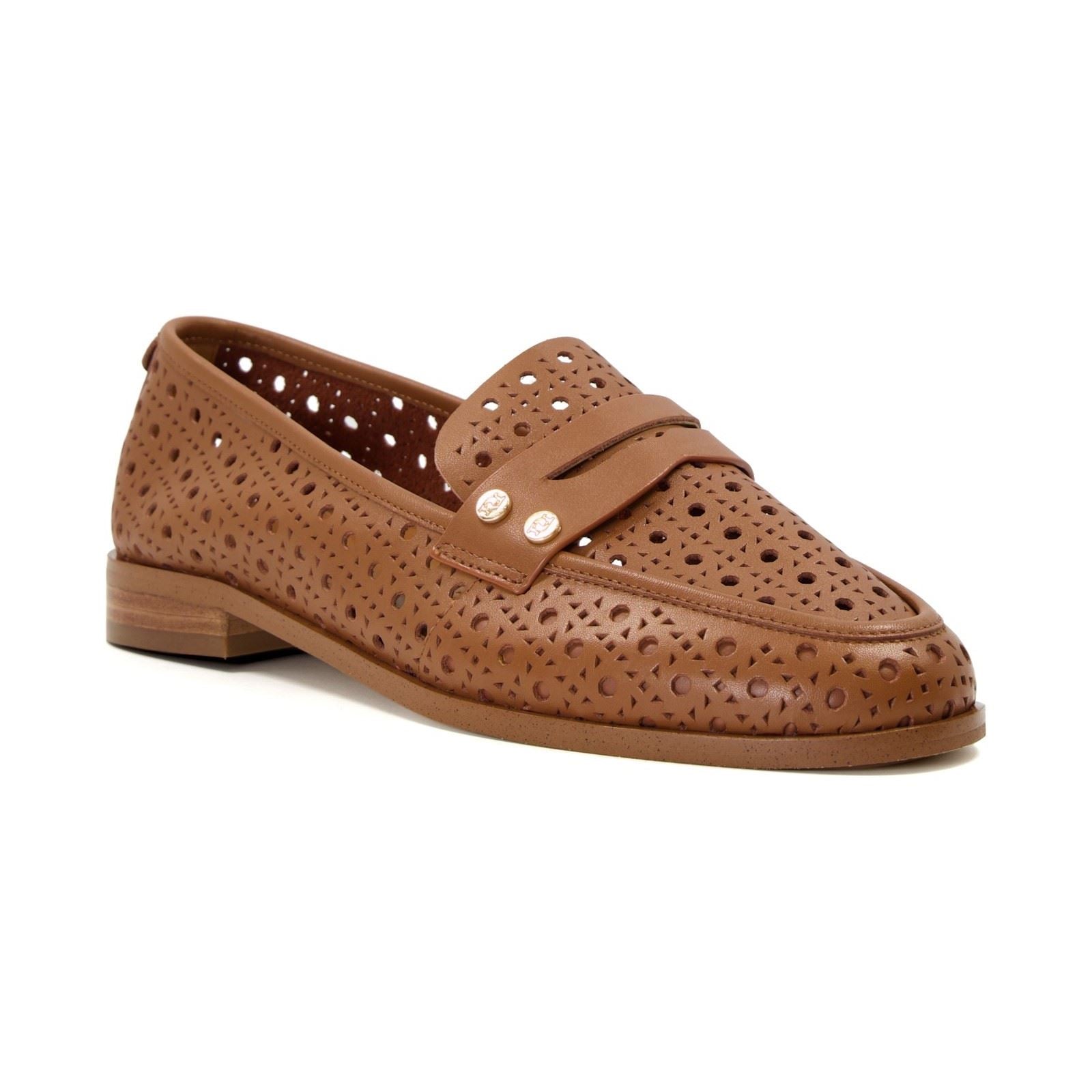 Dune Glimmered Leather Women's Tan Loafers