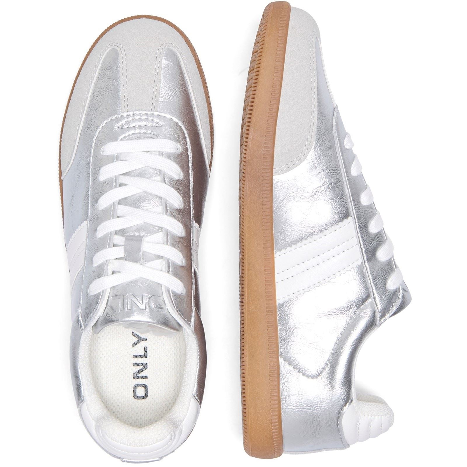 ONLY Amber Synthetic Women's Silver Sneakers