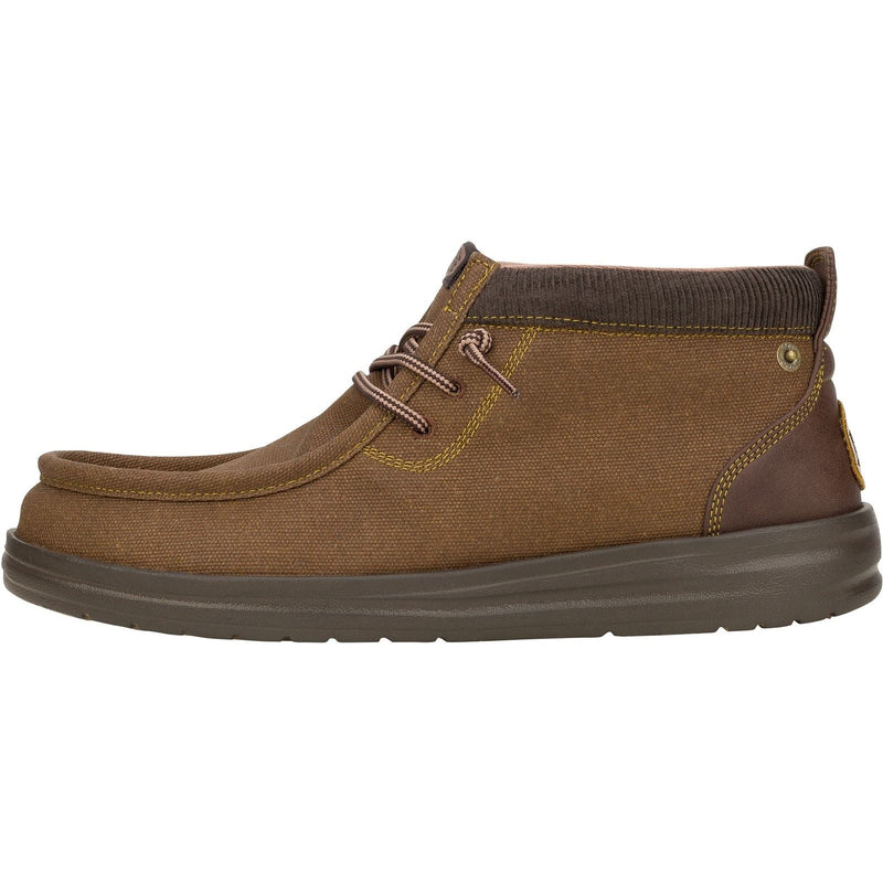 HEYDUDE Wally Mid GripR Canvas Men's Dark Brown Boots