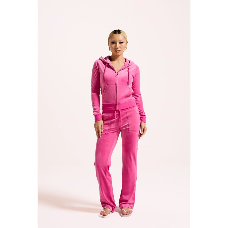 Juicy Couture Robertson Classic Jacket Polyester Women's Bright Pink Hooded Sweatshirt