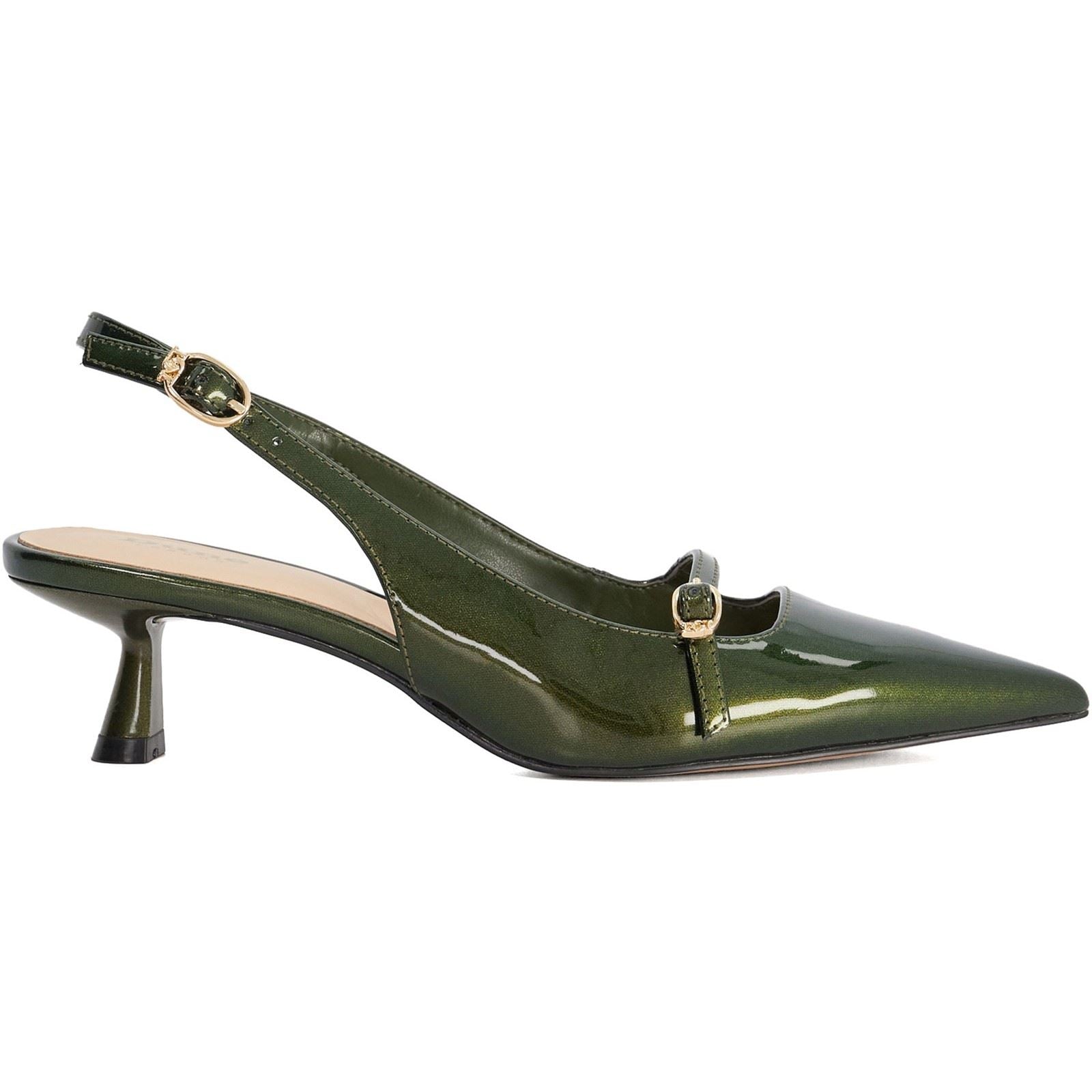 Dune Deserved Women's Green Pointy Slingback Heels