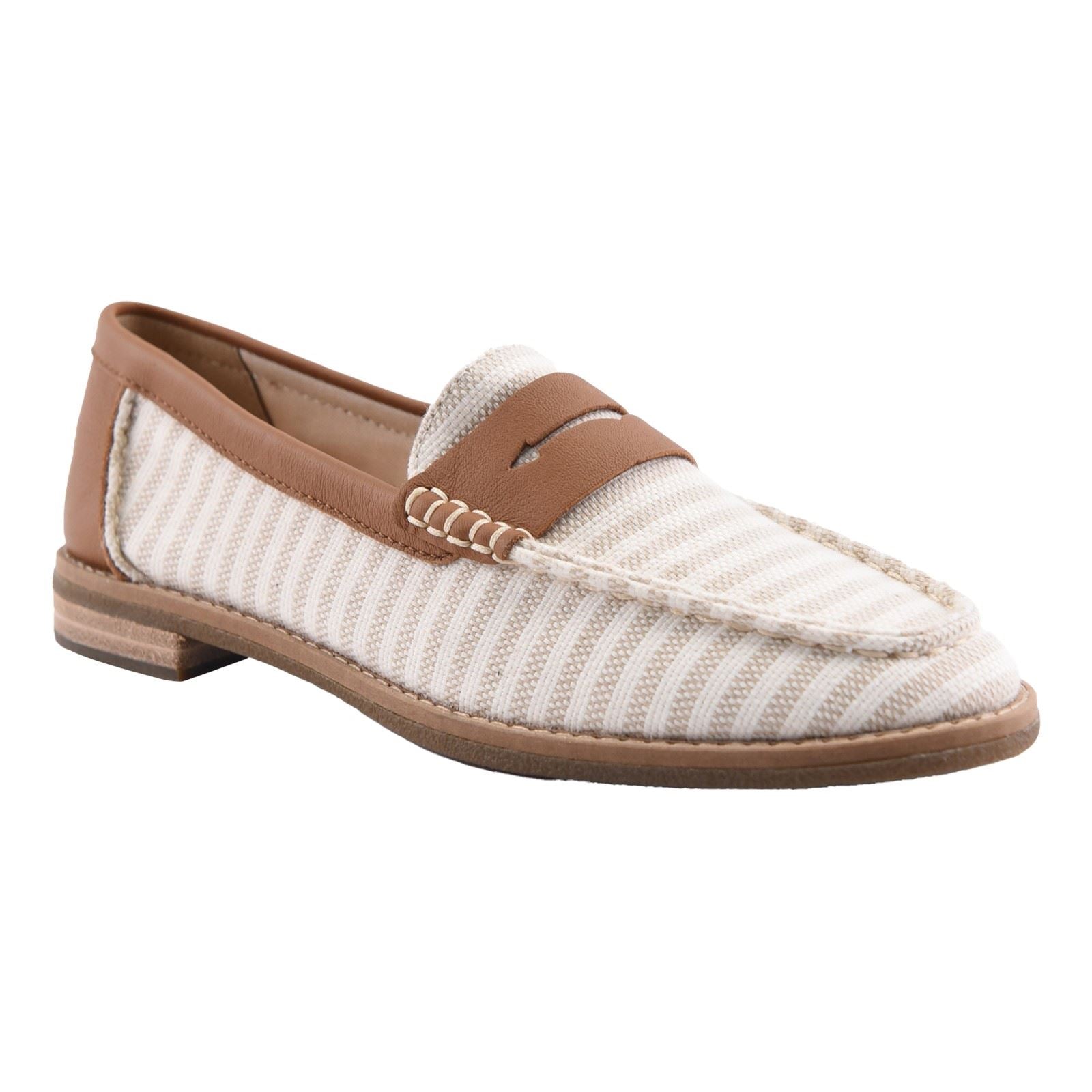 Sperry Port Driving Textile Women's White/Tan Standard Loafers