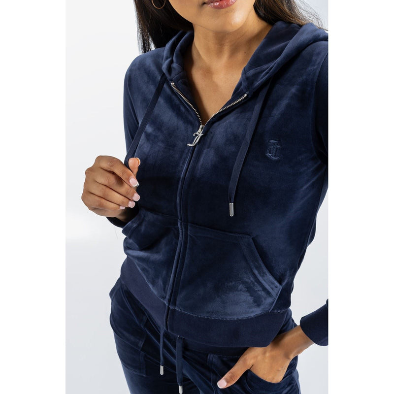 Juicy Couture Robertson Classic Jacket Polyester Women's Blue Hooded Sweatshirt