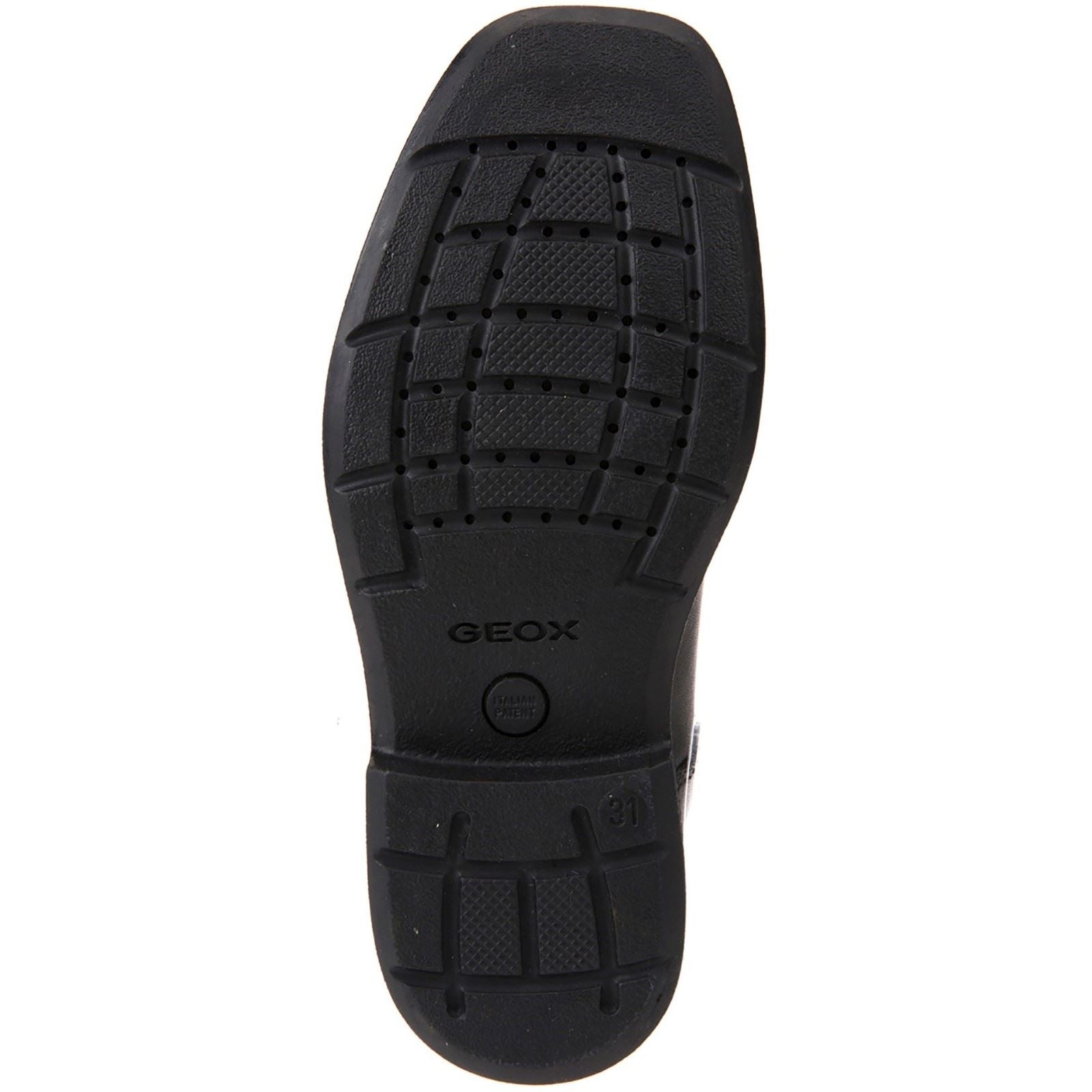 Geox J Federico H Leather Boy's Black Lace-Up Shoes