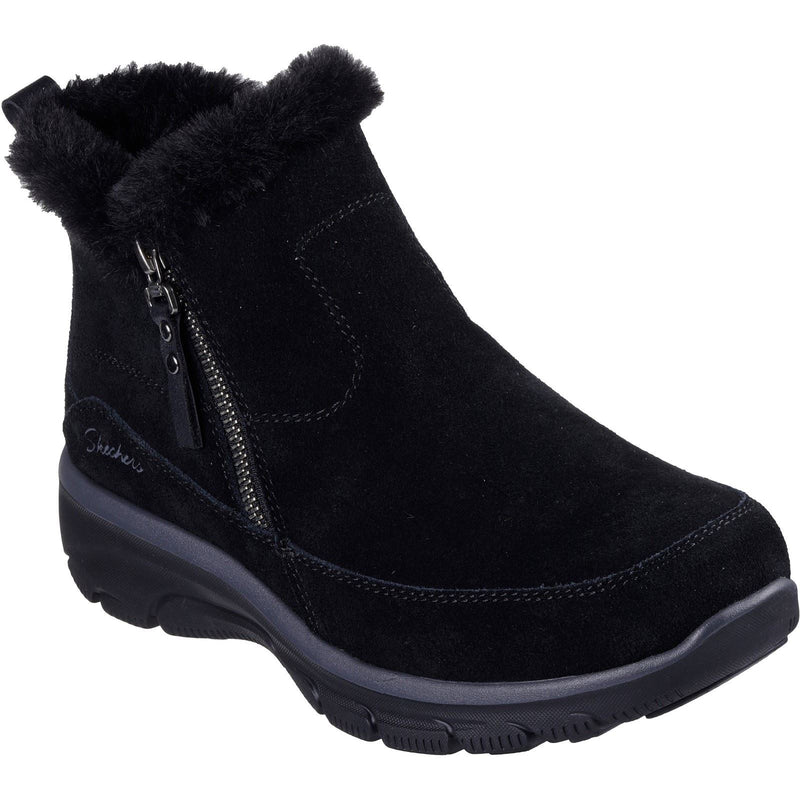 Skechers Easy Going Cool Zip! Leather Women's Black Winter Ankle Boots