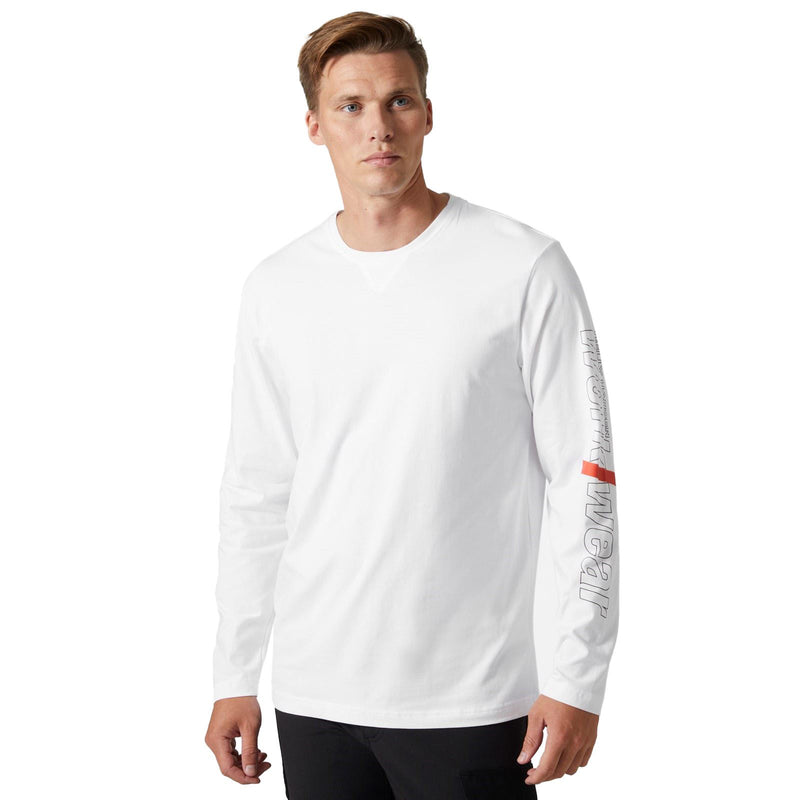 Helly Hansen Workwear Logo Longsleeve Cotton Men's White T-Shirt